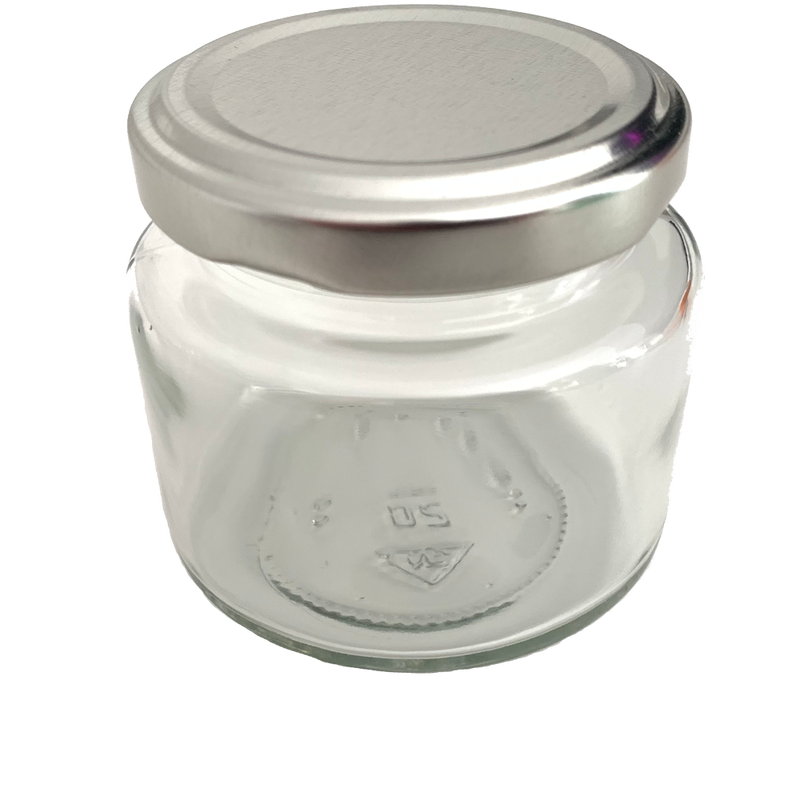 Marmeladenglas rund mit 108ml Fassungsvermögen und mit Twist-Off Deckel TO53 in silber